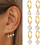 Fashion Stainless Steel Crystal Zircon Drop Earrings Punk Wedding Gift