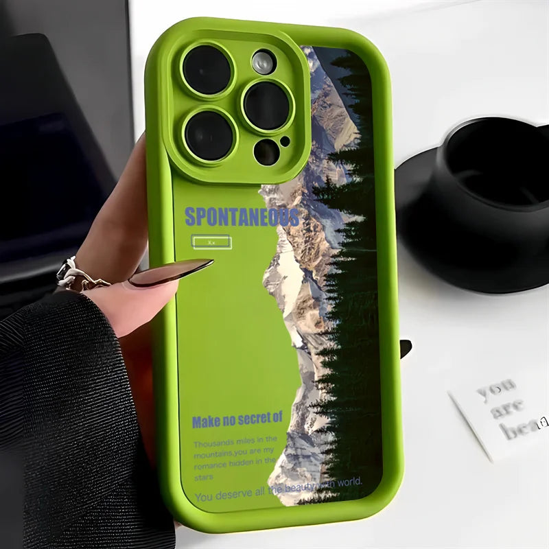 Landscape Mountain Train Case for iPhone 16 15 14 13 12 11 Pro Max XR 7 8