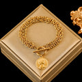 Gold Colour Stainless Steel Charm Bracelet Trendy Textured Jewellery