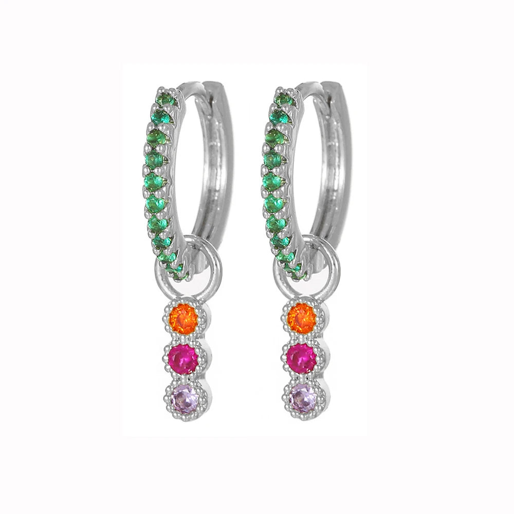 Cubic Zirconia Water Drop Hoop Earring Stainless Steel Geometry