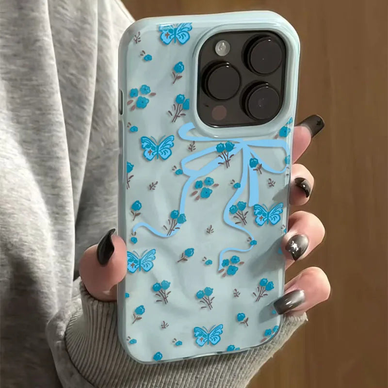Pink Butterfly Rose Floral Case for iPhone 17 16 15 14 13 12 11 Pro Max Plus