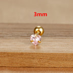 1PC Simple Pink Cubic Zirconia Heart Small Stud Earrings Steel