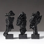 16cm Set of 3 Abstract Sculpture Resin Silence Is Gold Statue Office Bookshelf Object