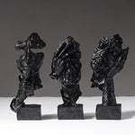 16cm Set of 3 Abstract Sculpture Resin Silence Is Gold Statue Office Bookshelf Object