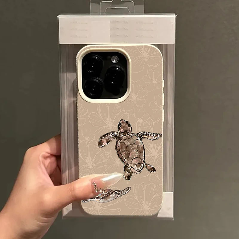 Patterned Turtle Lychee Case for iPhone 17 16 15 14 13 12 Pro Max