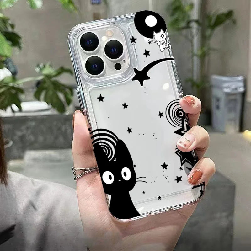 Cute Black Cat Y2k Case for Samsung Galaxy S25 S24 S23 Ultra S22 FE A54 A55
