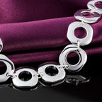 Square Chain Bracelet 925 Sterling Silver Classic Women Wedding Party Gift