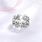 925 Sterling Silver Small Leaf Plant Ring Engagement Wedding Luxury Jewellery