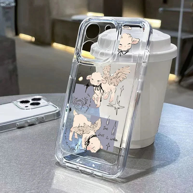 Cute Angel Animals Case for Samsung Galaxy A55 A35 A15 S24 S23 Ultra S22 FE