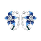 925 Sterling Silver Flower Plant Zircon Circle Hoop Earrings Jewellery Gift
