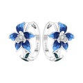925 Sterling Silver Blue Leaf Plant Ear Studs Hoop Earrings Jewellery Gift