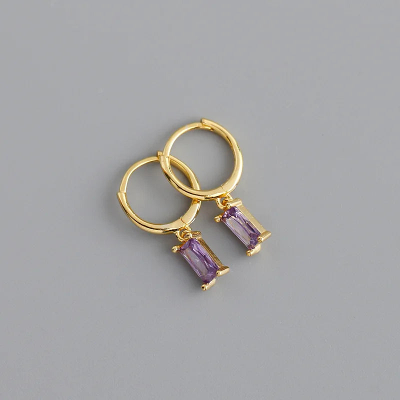 New Stainless Steel Cubic Zirconia Hoop Earrings Small Pendant