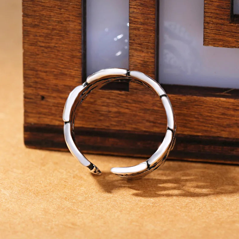 925 Sterling Silver Three Layers Fish Adjustable Ring Engagement Wedding Vintage Accessory