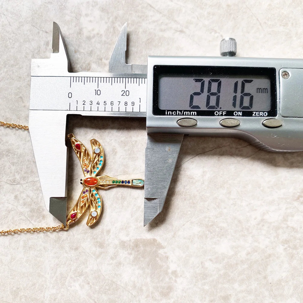 Large Dragonfly Necklace Link Chain 925 Sterling Silver Bohemia Happy Gift