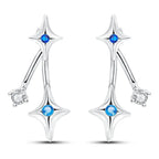 925 Sterling Silver Tassel Zircon Ear Studs Sparkling Hoop Earrings Gift