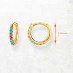 Colourful Stone Gold Plated Hoop Earrings 925 Sterling Silver Bohemia