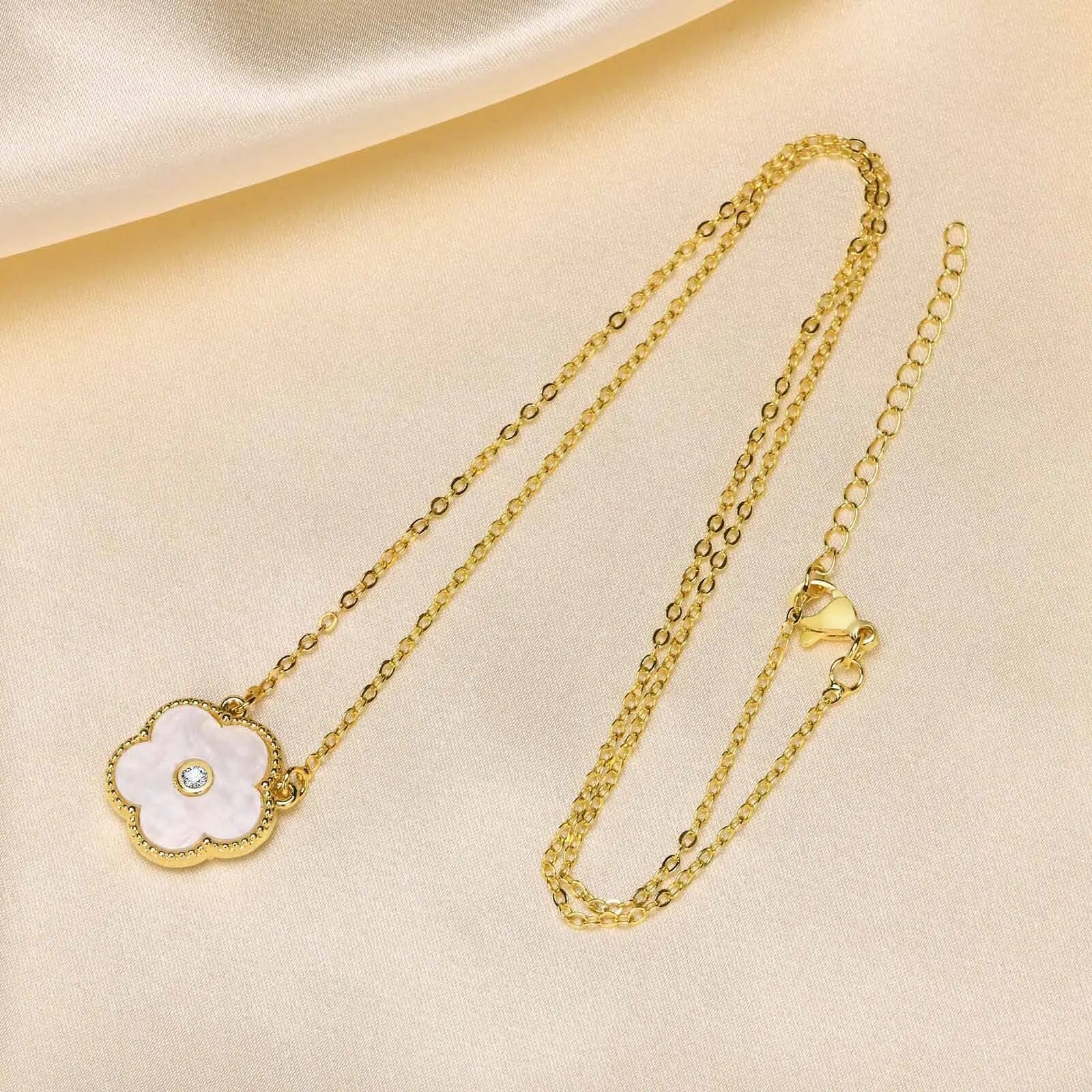 Stainless Steel Leaf Flower Bracelet Adjustable Woman Girl AAA Zirconia Inlay Christmas Gift