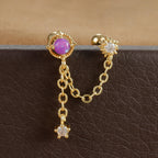 New Double Ear Studs Tassel Chain Hanging Earrings Flower Butterfly