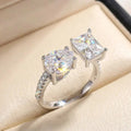 925 Sterling Silver Pear Cut Emerald Cut Simulated Diamond Wedding Party Vintage Adjustable Ring