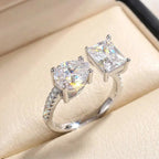 925 Sterling Silver Pear Cut Emerald Cut Simulated Diamond Wedding Party Vintage Adjustable Ring