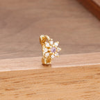 1 Piece Stainless Steel Zircon Minimal Hoop Earring 14K Gold Plated