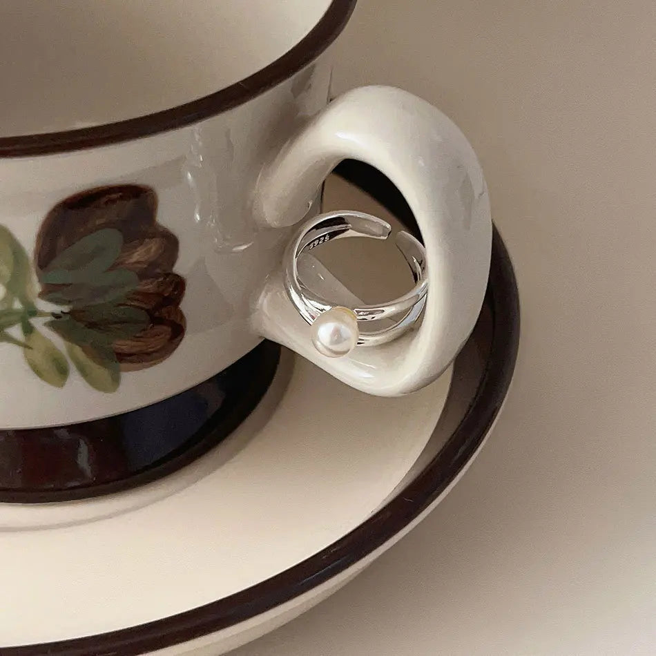 925 Sterling Silver Irregular Pearl Ring Aesthetic Luxury Jewellery Accessory Wholesale