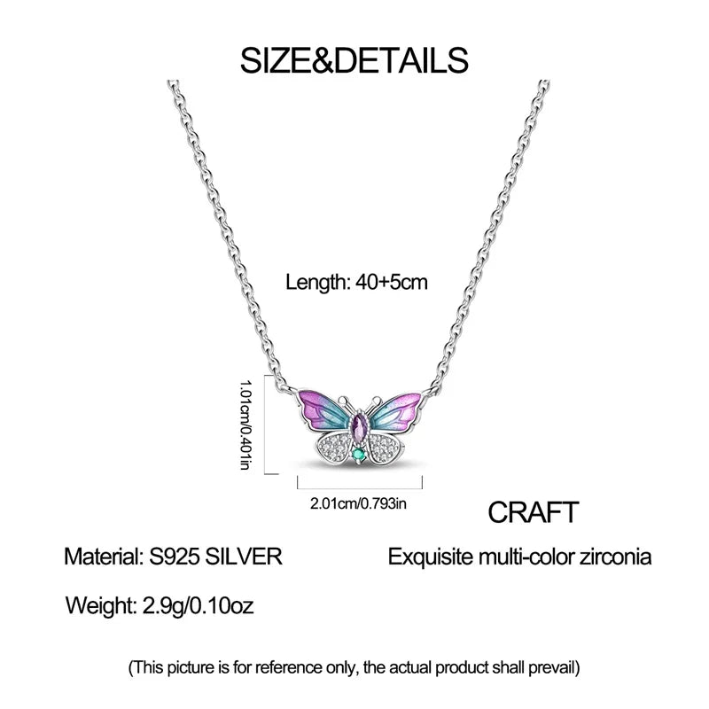 2025 New 925 Sterling Silver Necklace Zircon Heart Butterfly Simple Necklaces For Women Anniversary Birthday Jewelry Gift Female