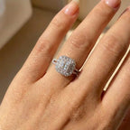 925 Sterling Silver Fashion Square Flashing Ring Geometric Luxury Inlaid AAA Cubic Zirconia