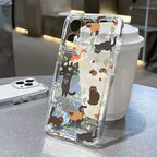 Graffiti Cartoon Dog Cat Case for iPhone 16 15 14 13 12 11 Pro Max XR SE3