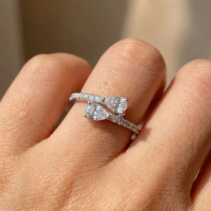925 Sterling Silver Bright Zirconia Finger Ring Engagement Ceremony Fashion Dainty Wedding Jewellery