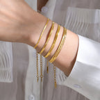 Herringbone Snake Chain Bracelet For Women ,18k Gold Plated Link Adjustable Stainless Steel Width 2/3/4mm