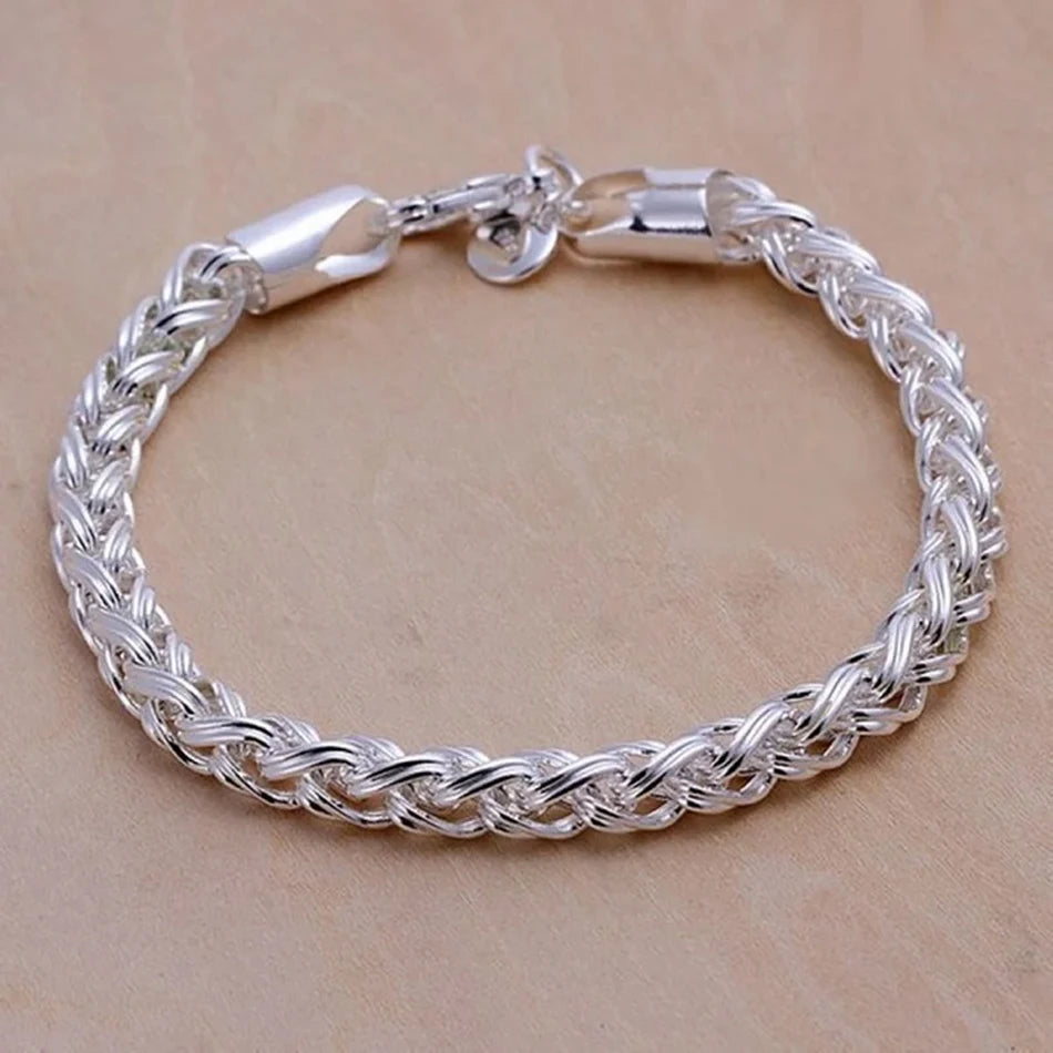 4mm 6mm Chain Bracelet 925 Sterling Silver Men Women High Quality Factory