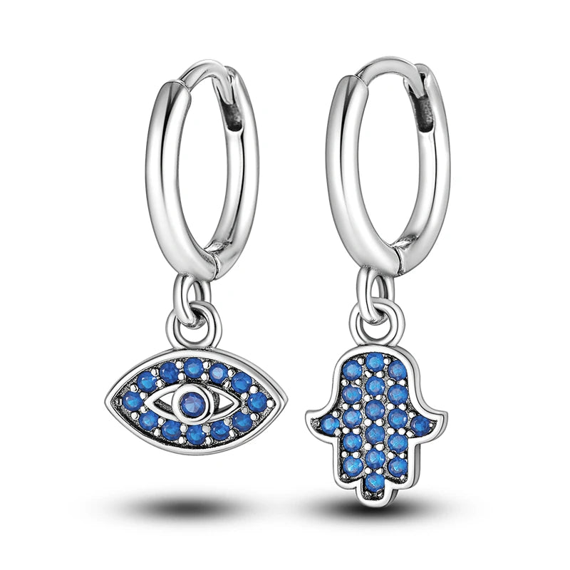 925 Sterling Silver Religious Demon Evil Eye Zircon Stud Earrings Gift