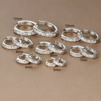 2PCS Minimal Crystal Zirconia Stainless Steel Hoop Earrings Huggie