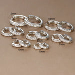 2PCS Minimal Crystal Zirconia Stainless Steel Hoop Earrings Huggie