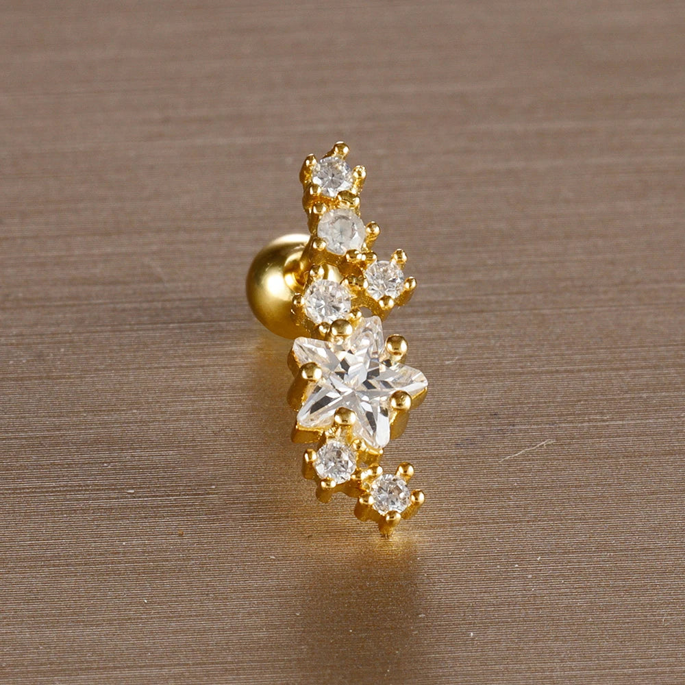 1PC 6 Styles Stainless Steel Mini Zircon Cartilage Piercing Stud