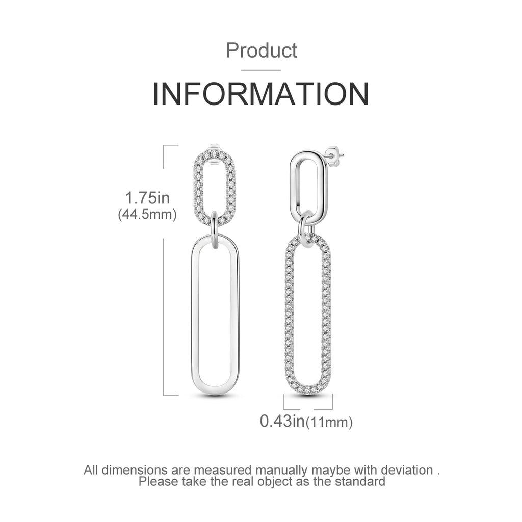 925 Sterling Silver Personality Asymmetric Drop Earrings Versatile Jewellery