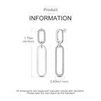 925 Sterling Silver Personality Asymmetric Drop Earrings Versatile Jewellery