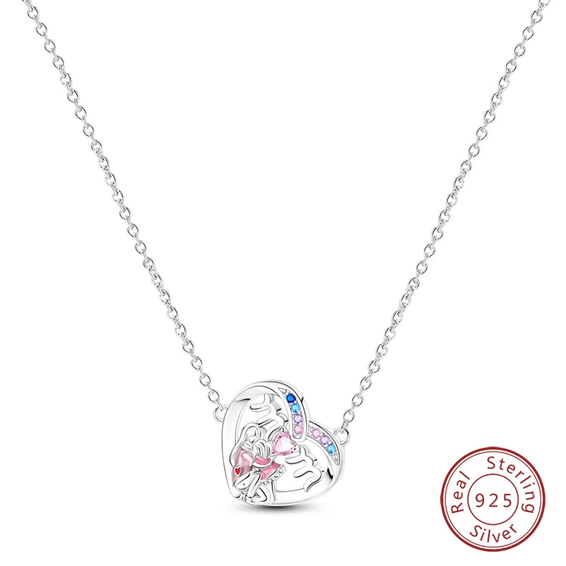 925 Sterling Silver Luminous Firefly Heart Shaped Zircon Pendant Necklace For Women Fashion Anniversary Birthday Jewelry Gifts