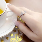 Butterfly with Flower Ring 925 Sterling Silver Romantic Fine Jewellery Women