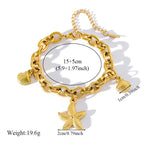 Gold Colour Starfish Moon Star Stainless Steel Charm Bracelet Trendy