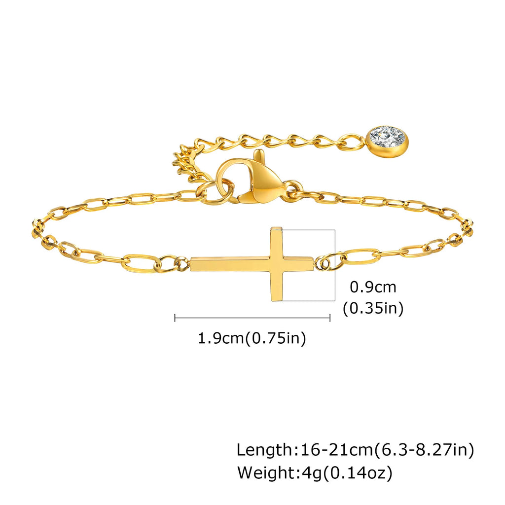 316L Stainless Steel Cross Bracelet for Women, Fashion Adjustable Chain Religious Christian Jewelry