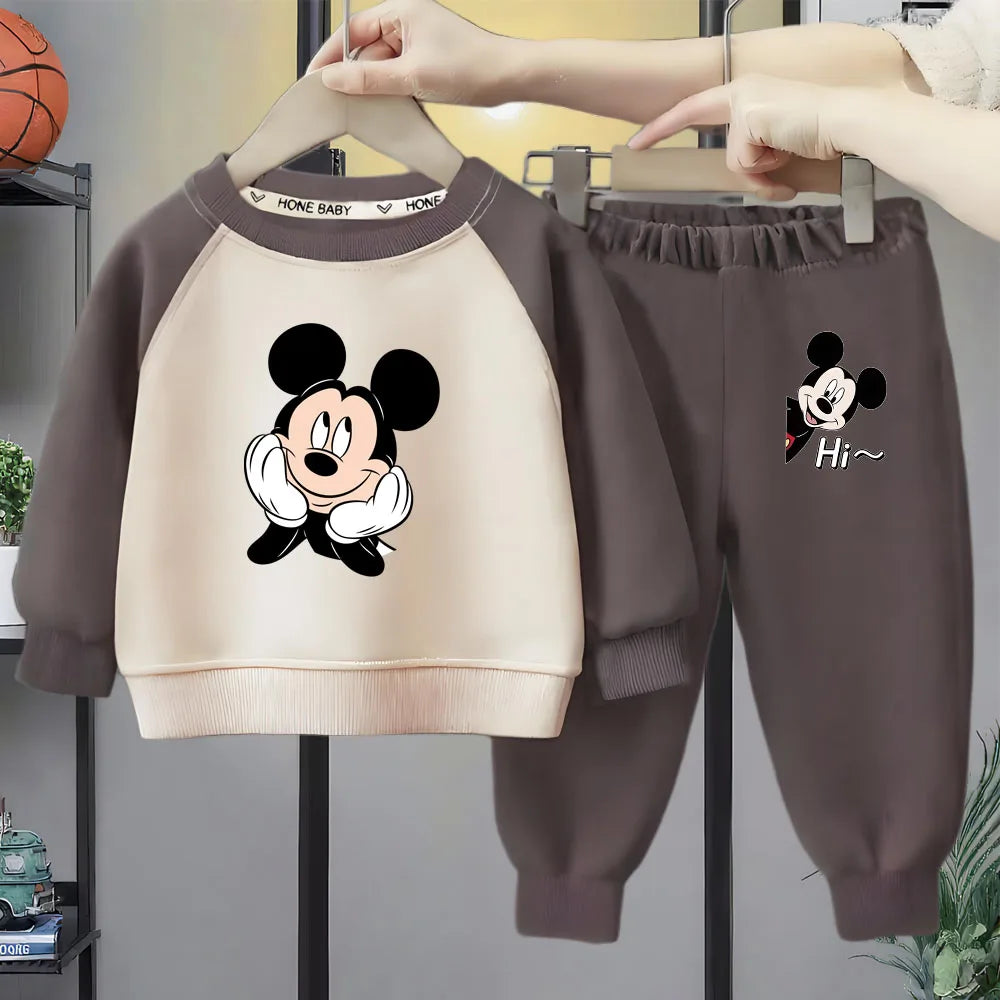 Boys O-Neck Spliced Long Sleeve Hoodie and Joggers 2-Piece Casual Tracksuit