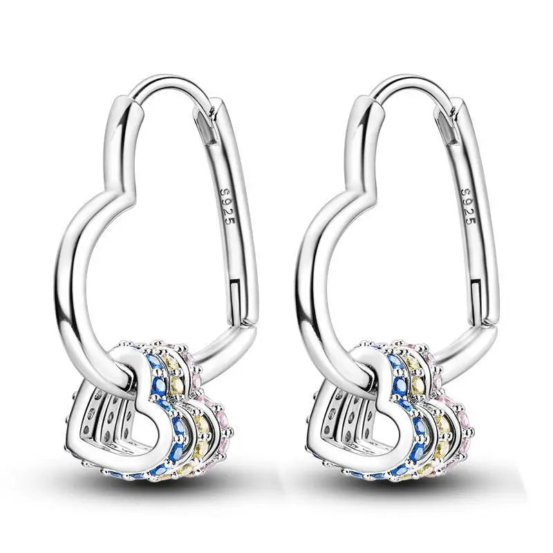 925 Sterling Silver Crystal Circular Eardrops Fashion Versatile Drop Earrings