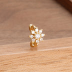 1 Piece Stainless Steel Zircon Minimal Hoop Earring 14K Gold Plated