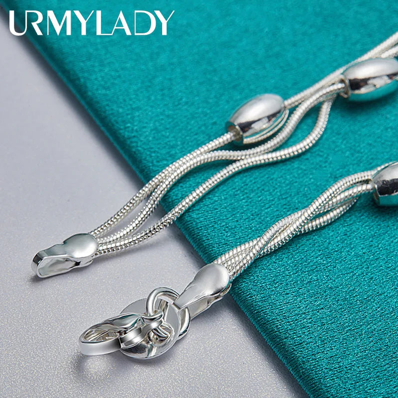 Fashion Bead Chain Bracelet 925 Sterling Silver Women Lady Wedding Jewellery