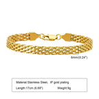 6mm Paperclip Chain Bracelet 18k Gold Plated Stainless Steel Link Adjustable Stackable Jewelry for Women Girls Gift