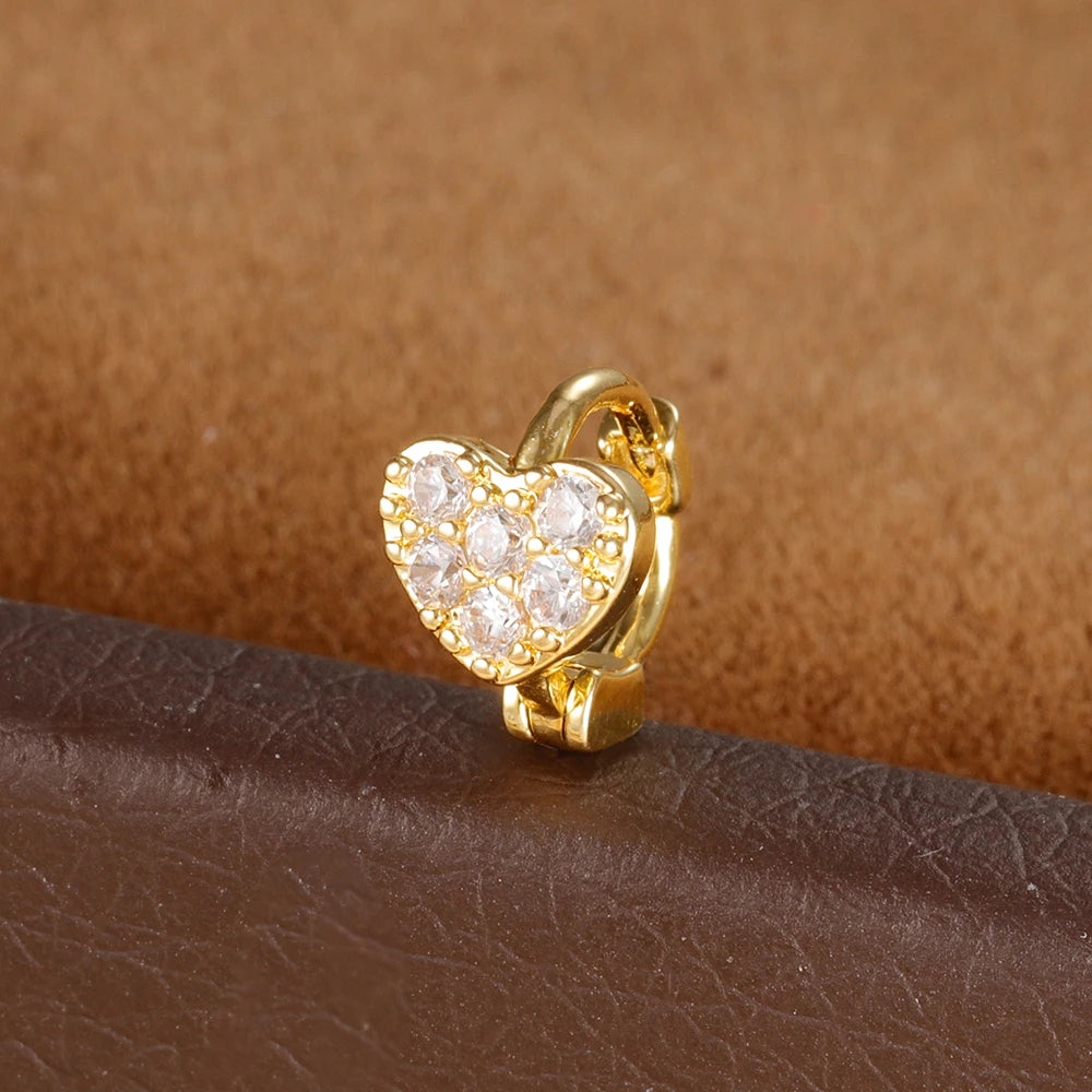 1Pc Stainless Steel Small CZ Hoop Cartilage Earrings Tiny Cross
