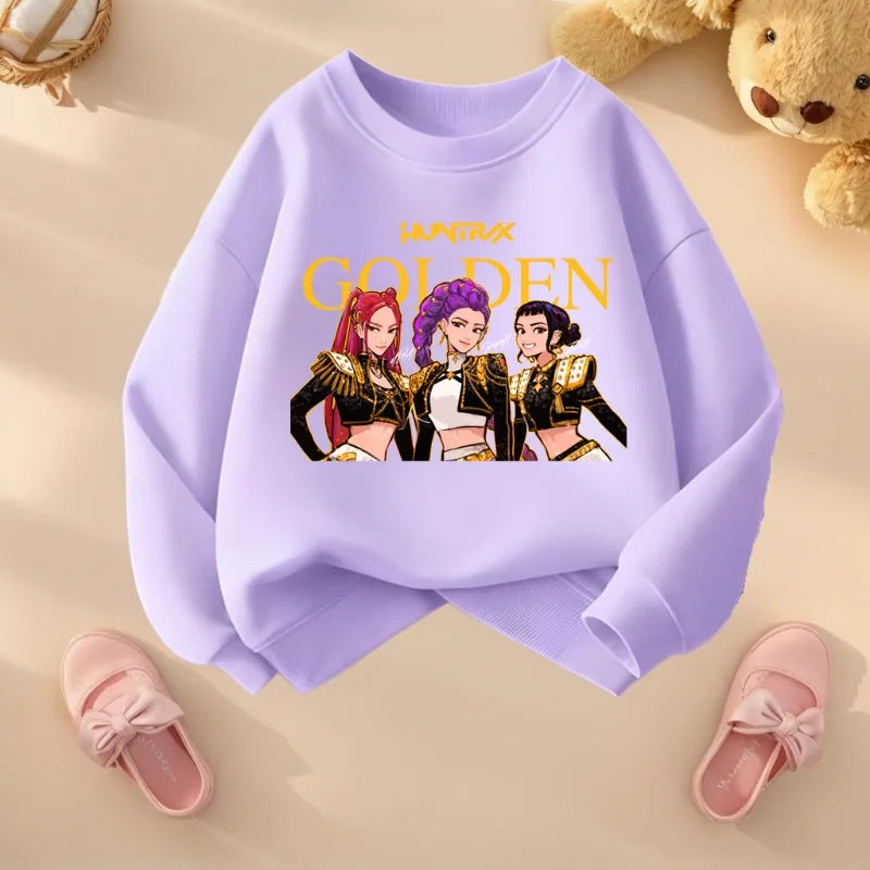 K-pop Girls O-Neck Casual Hoodies Long Sleeve Breathable Sport Tops
