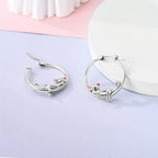 925 Sterling Silver Cute Lazy Cat Animal Pet Hoop Earrings Birthday Gift
